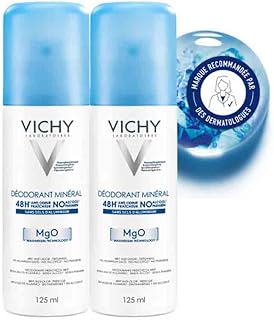 Déodorant Aérosol, Efficacité Longue Durée 48 H, Formule Minérale Sans Alcool, Actifs Anti-Odeur d'Origine Naturelle, Adapté aux Peaux Sensibles, Lot de 2x125 ml