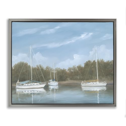 'Drifting Boats Nautical Marina'| Floating Frame Canvas Art