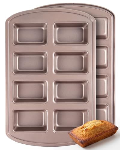 CARTMAN 2-Pack 8-Cavity Mini Loaf Pans Set with Spatula &