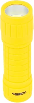 Garrity COB Flashlight, Compact with Textured Grip, Yellow, 60 Lumens, Water Resistant, 3 AAA Batteries Included, 3.8 x 1.2 Inches