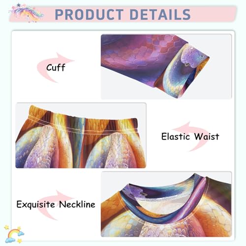 Pajama Sets Long Sleeve Colorful Abstract Snakes Pattern Soft Comfy Sleepwear 2 Piece PJS 3-8T4
