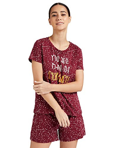 Amazon Brand – Eden & Ivy Women’S Nightwear Sets Regular Pajama (Ei-Aw20Set02-Sc-02_Multicolor 6_S_Star Wine_S)