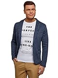 Diseñado en Francia oodji Ultra Hombre Chaqueta Ajustada de Punto, Azul, ES 50 / M