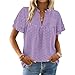 Womens Boho Tops Layered Ruffle Sleeve V Neck Blouses Summer Dressy Casual Flowy Dots Vacation Shirts Fashion Clothes Purple