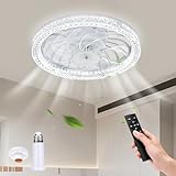 BomKra Deckenventilator mit Beleuchtung, 45W Leise Deckenventilator mit Licht & Fernbedienung, 3 Farbige Dimmbare, 3 Geschwindigkeiten, Timer, für Schlafzimmer Wohnzimmer