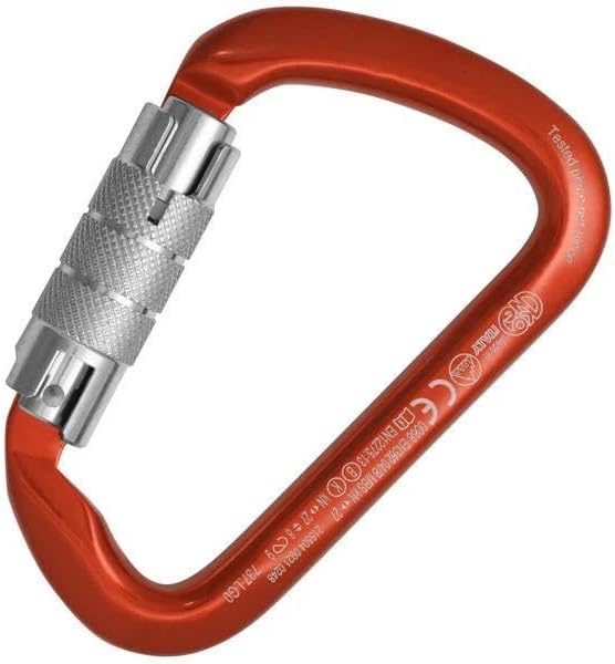 Kong Large Multiuse Twist Lock Carabiner, Aluminum Alloy Locking Carabiner Clip with Keylock System and Wide Gate Opening for Climbing, Rigging, Rescue, Made in Italy