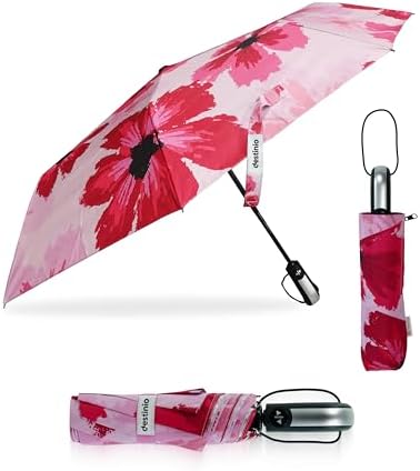 Destinio Umbrella for Women -3 Fold, UV Coated, Auto Open Close- Printed Design Umberallas for Ladies, Girls and Men