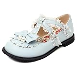  LarDorLin Bowknot Mary Jane Plates Femme Bout Rond Chaussures Confort École Ballerine Fête Prom Lovely Lolita Dolly Chaussures Bleu Taille 36 EU