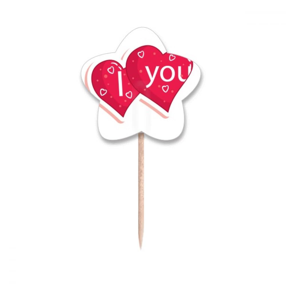 Cure-dents double cœur drapeaux étiquette Saint Valentin pour dîner romantique