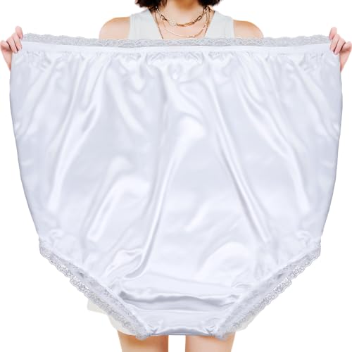 Geyoga Granny Panties Big Funny Gag Gift Plus Size Mama Undies Prank Grandma Underwear for Women Wedding Bride Bachelorette(White)