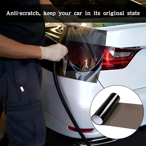 120x30cm Scheinwerfer Folie,Tönungsfolie Auto,Schwarz AutoFolie,Selbstklebende Scheinwerfer Taillights Tönung Vinyl Film,Transparent Tönungsfolie für Auto Rücklichter Nebellichter