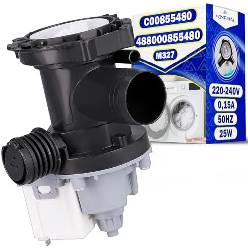Ablaufpumpe für Waschmaschine M327 25W 220-240V 50HZ 0,15A mit dem Originalcode C00855480 für Indesit für Ariston 488000855480 für Whirlpool - Garantie 10 Jahre - MONTERAL