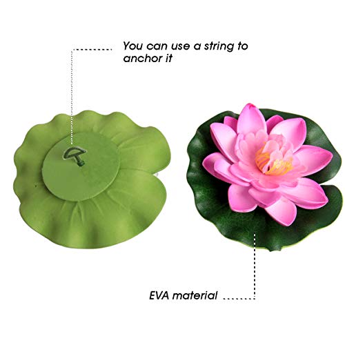 Sbyure 7 Pcs Artificial Floating Lotus Flowers,Floating Pond Decor Realistic Foam Water Lily Lotus Flower,3.9 Inch (Yellow/Pink/Blue/Purple/Ivory/Orange/Red) For Home Garden Patio Pond #TOP1