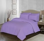 100% Egyptian Cotton Duvet Cover Set |200 Thread Count Plain Dyed Duvet Quilt Cover Set With Free Pillowcases| Non-Iron Easycare Bedding Set - Single Double King Super King Sizes (Lilac, King)