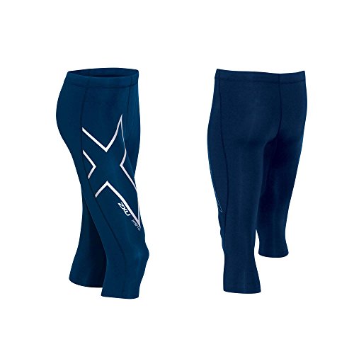 2Xu Men's Hyoptik Thermal 3/4 Compression Tights, Navy/Silver Reflective, Small #TOP20