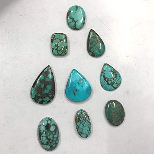 50 Carats Mix Natural Tibetan Turquoise Gemstones, Wholesale Cabochons, Jewelry Making Loose Stone Supply, Diy, Healing Crystals And Stones, Zodiac Birthstone, Good Fortune Stone, 3 To 4Pcs #TOP2