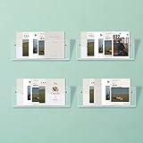 Cutora 4PACK Acrylic Brochure Holder Wall Mount Clear Hanging Magazine Rack Bookshelf Comic Display Stand Floating Storage Organizer for Living Room, Office, Waitting Room