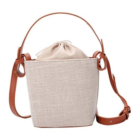 QUINTRA Women’s Fashion Simple Retro Beach Straw Bag Burlap Strap Bucket Bag Beach Bag Messenger Bag Cover
