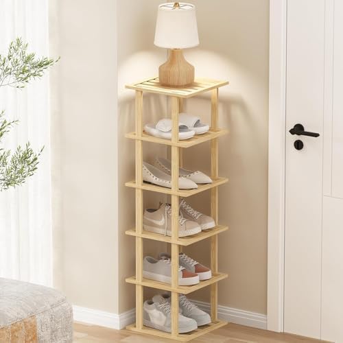 HOMREALM Bamboo Shoe Rack for Small Spaces, 6 Tier Tall Vertical Narrow ...