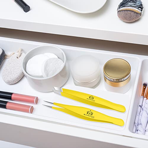 Majestic Bombay Fine Point + Slant Tweezers For Women And Men – Splinter Ticks, Facial, Brow And Ingrown Hair Removal–Sharp, Needle Nose, Surgical Tweezers Precision Best Tweezers For Chin Hair #TOP7