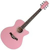 Visually Stunning - Pastel Pink Matte finish with pearlescent rosette and white trim Smaller body for optimum playability also produces a warm, mellow tone The steel strings provide more power and volume, and require less frequent tuning than nylon C...