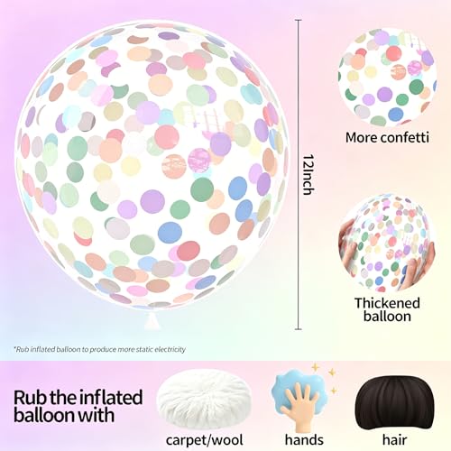 Image of Rainbow Confetti Balloons, 25 Pcs 12 Inch Thickened Clear Latex Balloon with Confetti Inside for Birthday Party Baby Shower Graduation Engagement Bridal Shower Decorations Supplies (Paper Confetti)