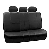 FH Group PU002BLACK013 Black Faux Leather Split Bench Car Seat Cover Works with Split Bench