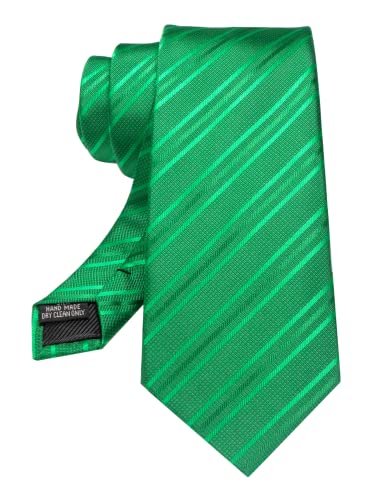 Image of RBOCOTT Silk Stripe Plaid Tie and Pocket Square with Tie Clip Sets for Men