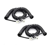 Telephone Handset Cord Detangler Cable Pure-Copper Coiled 0.72 to 6 Feet Uncoiled Landline Phone Spiral Curly Cable Extension Modular Wire Lead Compatible 4p4c RJ9/RJ10/RJ22 (Black-2pcs)