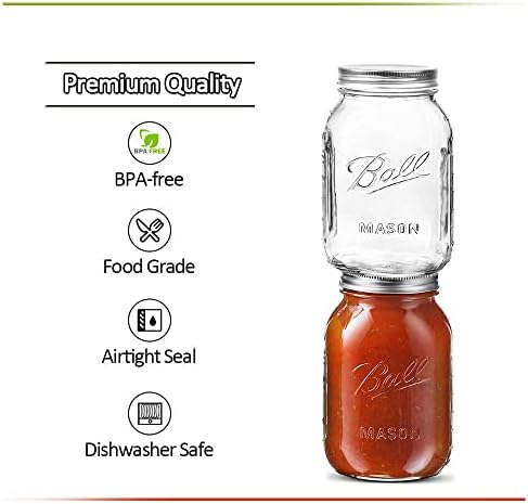 STRAWBLEAG Mason Jars 8 Pack, 16 oz Clear Glass Jars with Silver Metal Airtight Lids and Bands, Ball Glass Mason Jar Perfect for Canning, Fermenting, Pickling, Freezing