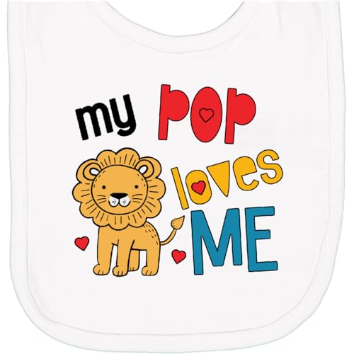 inktastic Pop Grandpa Loves Me Grandson Lion Newborn Bib