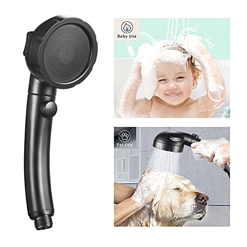 KAIYING High Pressure Handheld Shower Head with ON/OFF Pause Switch, 3 Spray Modes Shower Wand with Shut Off Button, Removable Camper Shower Head with Hose and Adjustable Angle Bracket (Black) by KAIYING - Image 3