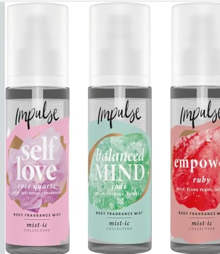 Image of Impulse Body Mist Bundle 3 x150 ml - Empower, Balanced Mind, Self Love - Long-lasting fragrance sprays with floral, fruity & woody notes, perfect for daily refresh, workouts & on-the-go use