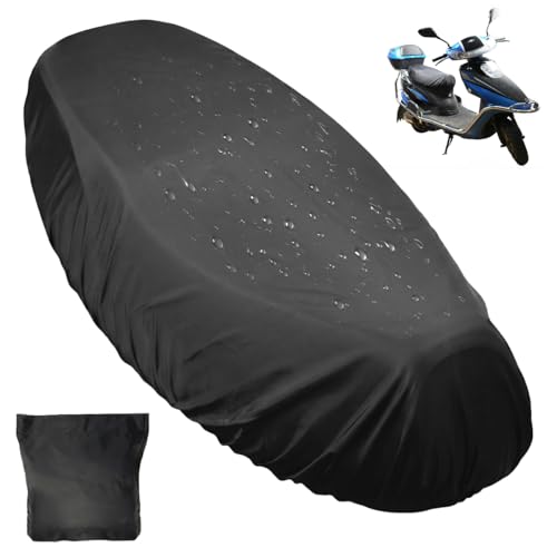 Funda Asiento Moto, Funda Para Asiento Moto Universal, Fundas de Asientos Impermeables, Fundas de Cojín Scooter, Protege de la Lluvia y el Sol, para La Mayoría de Motocicletas (Talla XL, Negro)