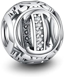 AOROCO 925 Sterling Silver Letter Charms for Bracelets Alphabet Initial Beads Personalised Charms Jewelry Gift for Women