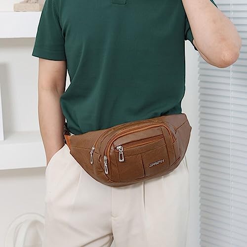 Pochete de couro sintético masculina, Bolsa de cintura com vários bolsos, viagens, caminhadas, cinto