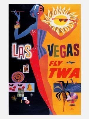 Affiche TWA Las Vegas vintage des années 1960 pour décoration murale rétro de salon