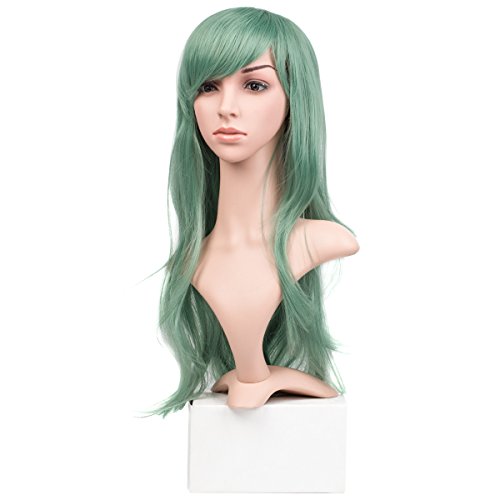 ACELIST 27'' New Women's Fashion Long Full Curly Wavy Glamour Hair Wig + Wig Cap (Green)