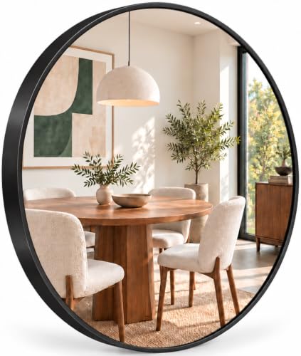 Marctani Espejo Redondo Con Marco De Metal - Espejos Decorativos De Pared Elegante Y Moderno - Espejo Entrada Recibidor - Ideal Para Decoracion De Baño, Salon Y Entraditas Recibidores