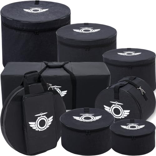 Drum Bag Set 8pcs, Drum Soft Cases with Shouder-strap & Carry Handle
