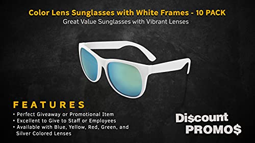 DISCOUNT PROMOS UV Protected Color Lens Sunglasses with White Frames2