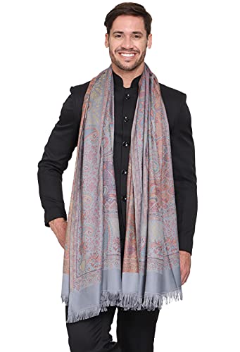 Image of Weavers Villa Men's Paisley Design Woven Poly Wool Blend Gents Shawls, Muffler, Stoles for Men