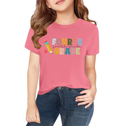 sfdgfhyf Girls Crop Tops Summer Short Sleeve Round Neck T Shirts Basic Tee for Kids T Shirts Basic Tee