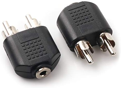 NANYI 1/4 Inch 6.35mm Male TS to 2 1/4 Inch 6.35mm Female TS Audio Heads, 1/4 Inch 6.35mm M One-Two 1/4 Inch 6.35mm F TS Interconnect Audio Adapter, 2Pack (6.35mm M-2x6.35mm F-TS)