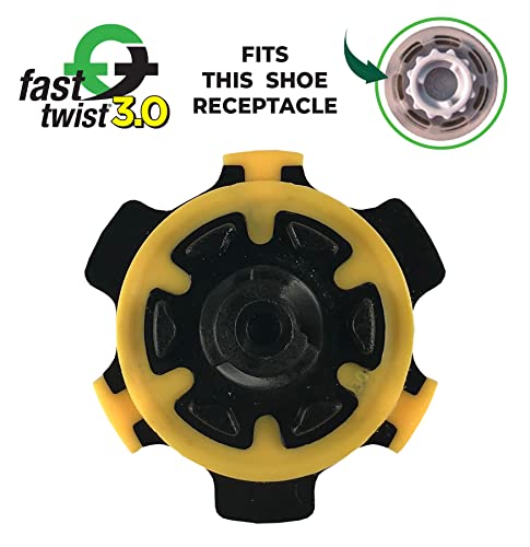 Champ Unisex Adult Fast Twist 3.0 Golf Cleats, Black/Yellow, Q-Lok Us #TOP2