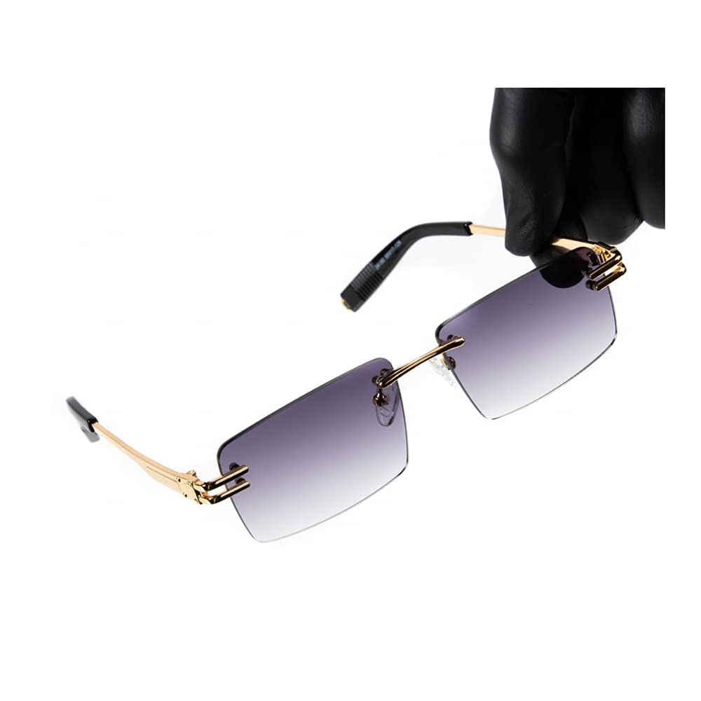 Street Knitted Mens Elegant Retro Vintage Yellow Gold Frame Purple Gradient Tint Hip Hop Sunglasses