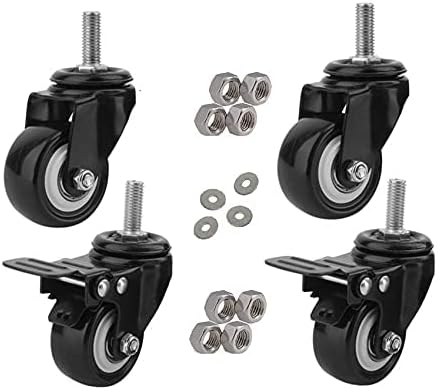 Lepose 2" Heavy Duty Caster Wheels Screw Type / 2 with Brakes & 2 Without/Soft Rubber Swivel Caster with 360 Degree Set Of 4.