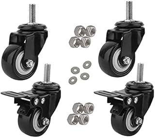 Lepose 2" Heavy Duty Caster Wheels Screw Type / 2 with Brakes & 2 Without/Soft Rubber Swivel Caster with 360 Degree Set Of 4.