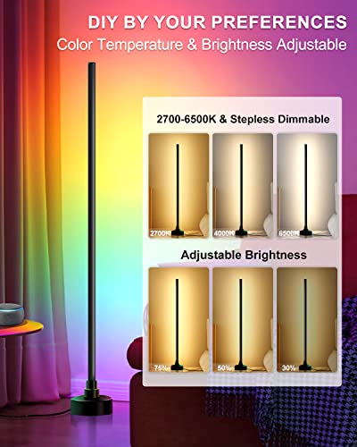 Hslifoyu Led Floor Lamp Rgb - Smart Floor Lamp For Living Room, Control By Alexa, App & Remote Control #TOP2