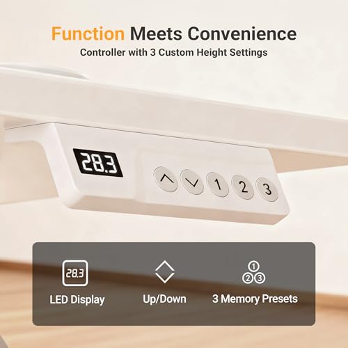 YDN Electric Standing Desk Adjustable Height, 40 x 24 Inches Stand up Desk with Cable Management, Home Office Desks with Splice Board & White Frame, White Top by YDN - Image 6